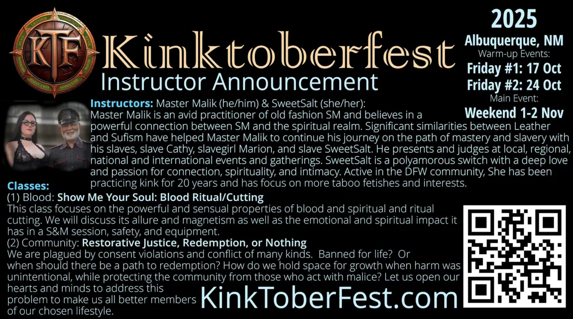 Kintoberfest 2025 Instructor Announcement: Master Malik & SweetSalt