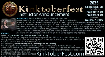 Kintoberfest 2025 Instructor Announcement: Master Malik & SweetSalt
