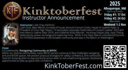 Kintoberfest 2025 Instructor Announcement: Lash Onyx, Bear Marvin, Navigating Community as BIPOC, Albuquerque, NM