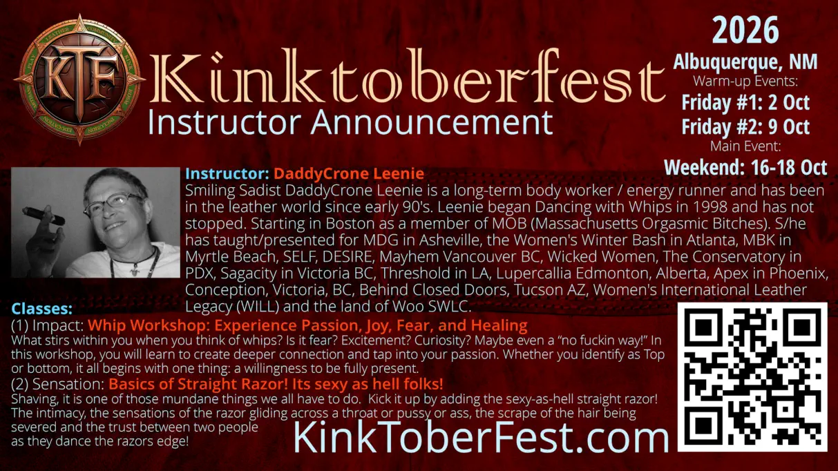 Kintoberfest 2026 Instructor Announcement - Daddy Crone Leenie